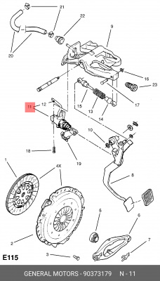 Главный цилиндр, система сцепления 90373179 GENERAL MOTORS