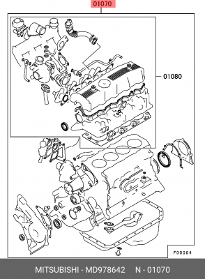 Комплект прокладок, двигатель MD978642 MITSUBISHI
