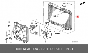 Радиатор, охлаждение двигател 19010-P3F-901 HONDA