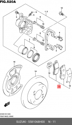 Колодки тормозные дисковые 55810-68H00 SUZUKI