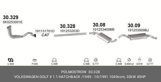 Труба системы выпуска ОГ 30.328 POLMOSTROW