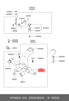 Рычаг подвески 5454238010 HYUNDAI KIA