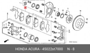 Комплект тормозных колодок, диско 45022ST7000 HONDA