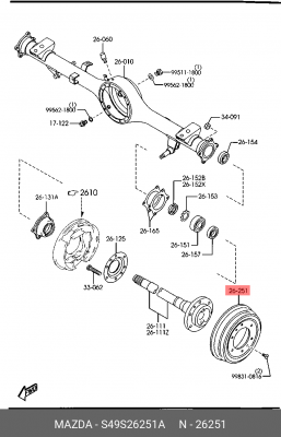 Тормозной барабан S49S26251A MAZDA