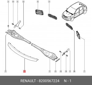 Накладка решетки радиатора 8200567224 RENAULT