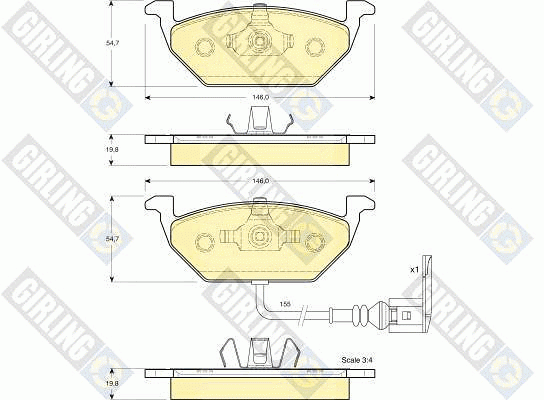 Комплект тормозных колодок, диско 6113865 GIRLING