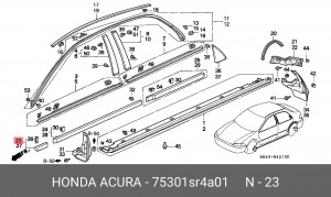 Молдинг крыла 75301SR4A01 HONDA