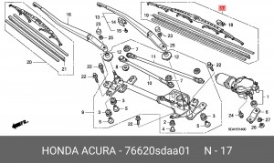 Щетка стеклоочистителя 76620SDAA01 HONDA