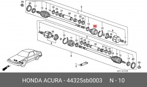 Комплект пылника, приводной вал 44325SB0003 HONDA