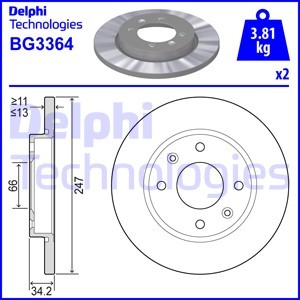 Тормозной диск BG3364 DELPHI