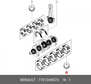 Вкладыши коренные коленвала 7701349573 RENAULT