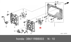 Крыльчатка электромотора радиатора охлаждения ДВС 38611RBB003 HONDA