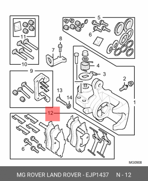 Комплект тормозных колодок, диско EJP1437 MG ROVER LAND ROVER