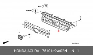 Решетка радиатора 75101S9VA02ZL HONDA