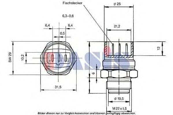 Термовыключатель, вентилятор радиатора 751504N AKS DASIS