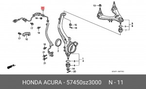 Датчик, частота вращения колеса 57450SZ3000 HONDA