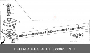 Главный тормозной цилиндр 46100SG9882 HONDA