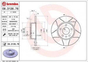 Тормозной диск 08.3126.76 BREMBO