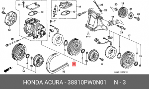 Компрессор, кондиционер 38810PW0N01 HONDA