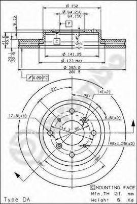 Тормозной диск 09.6752.10 BREMBO