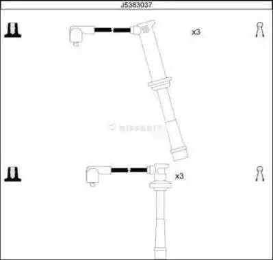 Ккомплект проводов зажигания J5383037 H B JAKOPARTS NIPPARTS