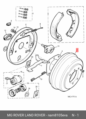 Тормозной барабан NAM8105EVA MG ROVER LAND ROVER