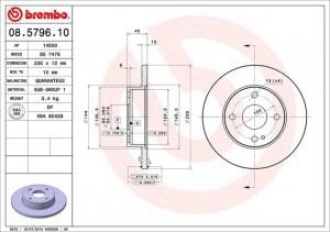 Тормозной диск 08.5796.10 BREMBO