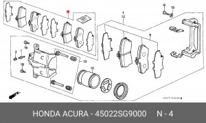 Комплект тормозных колодок, диско 45022SG9000 HONDA