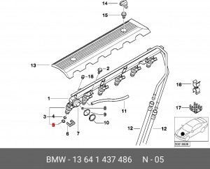 Уплотняющее кольцо; Уплотнительное кольцо, клапанная фо 13 64 1 437 486 BMW