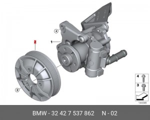 Шкив насоса гидроусилителя руля 32 42 7 537 862 BMW