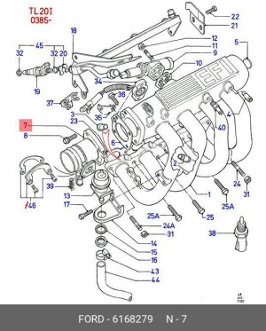 Патрубок дроссельной заслонки 6 168 279 FORD