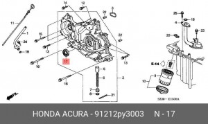 Уплотняющее кольцо, коленчатый вал 91212PY3003 HONDA