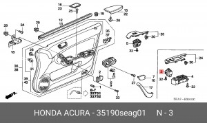 Переключатель регулировки зеркала 35190SEAG01 HONDA