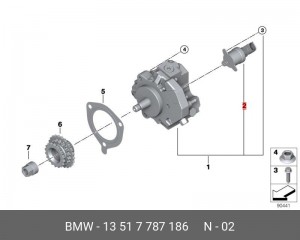 Клапанный элемент, Сommon-Rail-System 13 51 7 787 186 BMW