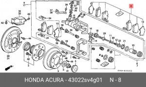 Комплект тормозных колодок, диско 43022-SV4-G01 HONDA