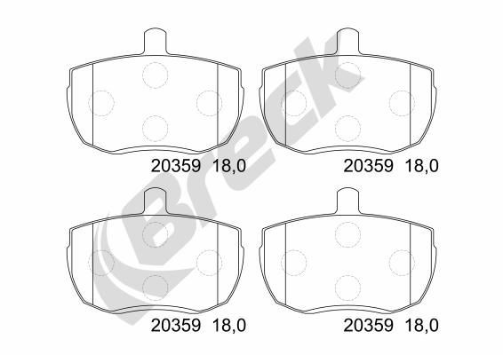 Комплект тормозных колодок, диско 20359 00 701 00 BRECK