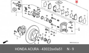 Комплект тормозных колодок, диско 43022-SX0-A51 HONDA