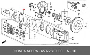 Комплект тормозных колодок, диско 45022-SL0-J00 HONDA