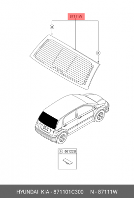 Стекло заднее 871101C300 HYUNDAI KIA
