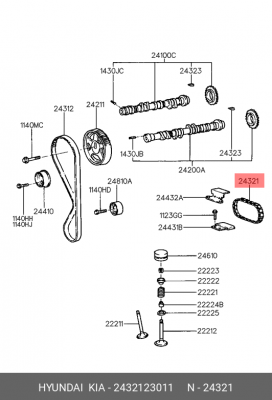 Цепь привода распредвала; Цепь, привод маслонасоса 2432123011 HYUNDAI KIA