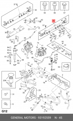 Распределительный трубопровод, топливо 93192559 GENERAL MOTORS