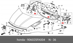 Клипса крепежная 90602SFA004 HONDA
