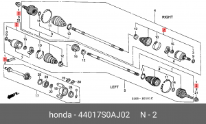 Комплект пылника, приводной вал 44017-S0A-J02 HONDA