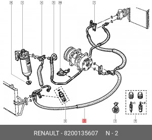 Трубка кондиционера 8200135607 RENAULT