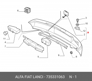 Бампер задний 735331063 ALFA FIAT LANCIA