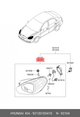Фара головного света 921201E041S HYUNDAI KIA