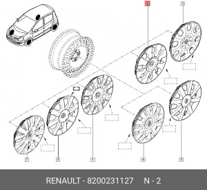Колпак декоративный колесного диска 8200231127 RENAULT