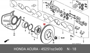 Тормозной диск 45251-SZ3-E00 HONDA
