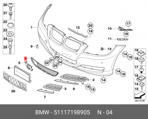 Решетка бампера 51 11 7 198 905 BMW