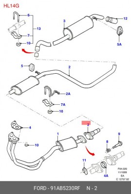 Труба системы выпуска ОГ 91AB-5230-RF FORD